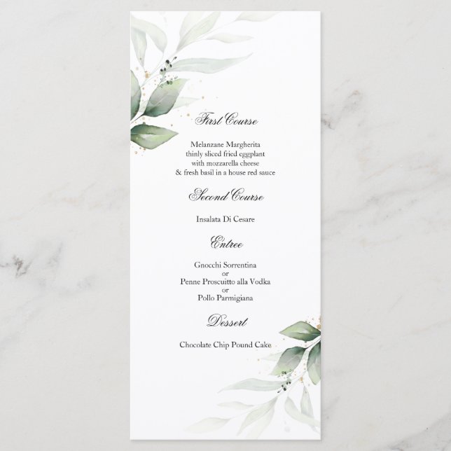 Eucalyptus Mariage Menu Modèle (Devant)