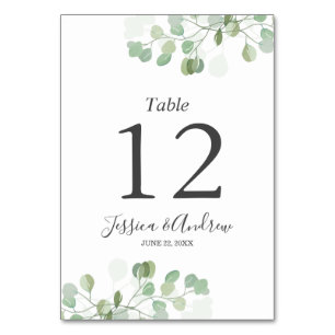 Eucalyptus Mariage Numéro de table Carte Rustique 