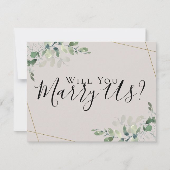Eucalyptus Marry Us Will You Be Our Officiant Invi Invitation (Front)