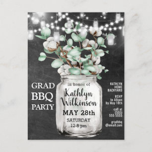 Eucalyptus Mason Jar Graduation Party Invitation
