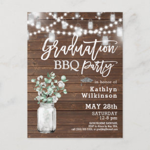 Eucalyptus Mason Jar Graduation Party Invitation Postcard