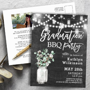 Eucalyptus Mason Jar Photo Graduation Invitation