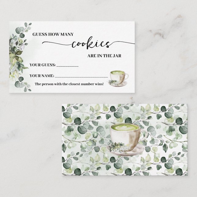 Eucalyptus Matcha How many Cookies Game Card (Front/Back)