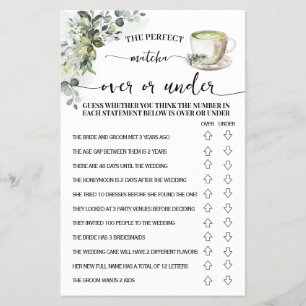 Eucalyptus Matcha Over or Under Shower Game Card