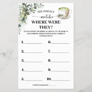 Eucalyptus Matcha Where Were They Shower Game Card