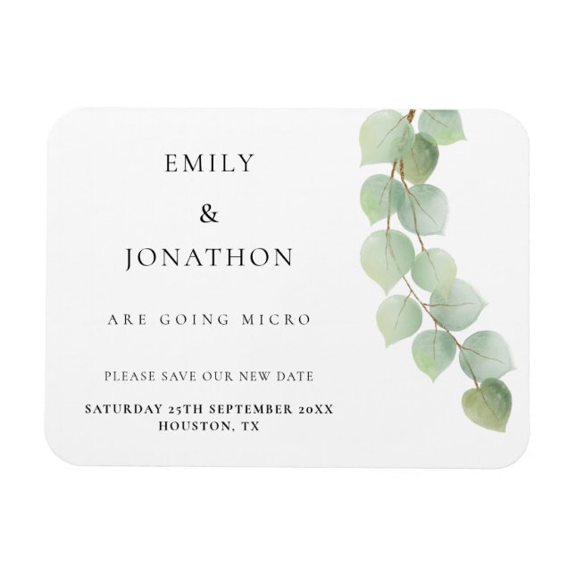Eucalyptus Micro Smaller Wedding Save The Date Magnet (Horizontal)