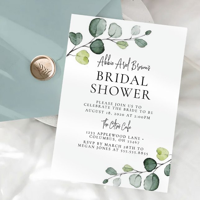 Eucalyptus Minimal Bridal Shower Invitation (Creator Uploaded)