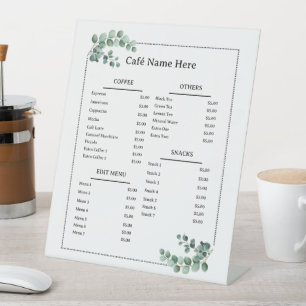Eucalyptus Minimal Café Coffee Shop Menu Pedestal Sign