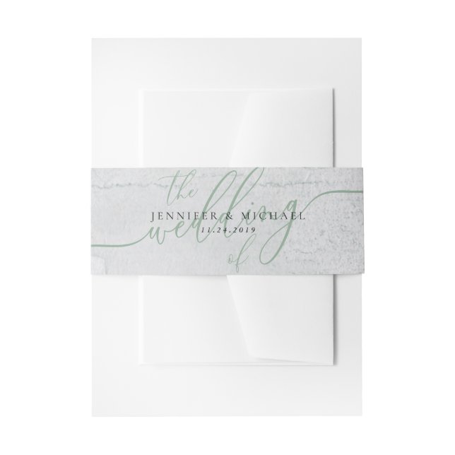 Eucalyptus Minimal Clean Simple Monogram Name Invitation Belly Band (Front Example)