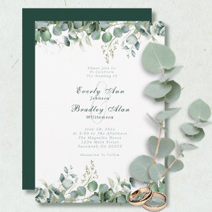 Eucalyptus Minimal Watercolor Emerald Green Sage Invitation