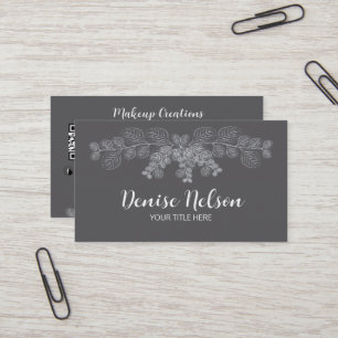 Eucalyptus Minimalist Grey Line Art QR Code Business Card
