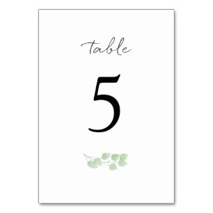 Eucalyptus Minimalist Table Numbers