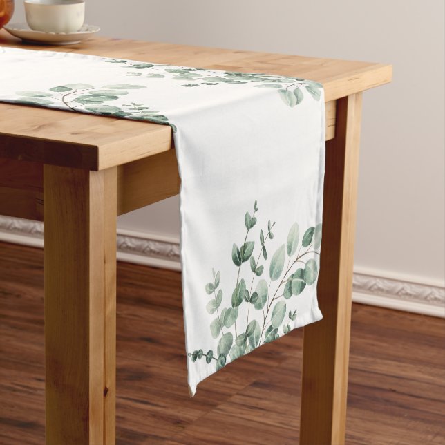 Eucalyptus Minimalist Wedding Short Table Runner (In Situ)