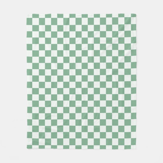 Eucalyptus mist checkerboard pattern fleece blanket (Front)