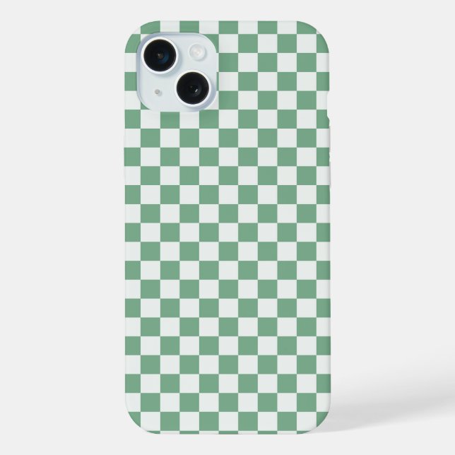 Eucalyptus mist checkerboard pattern iPhone case (Back)