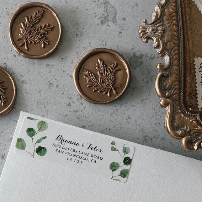 Eucalyptus Modern Calligraphy Adresse Label (Créateur téléchargé)