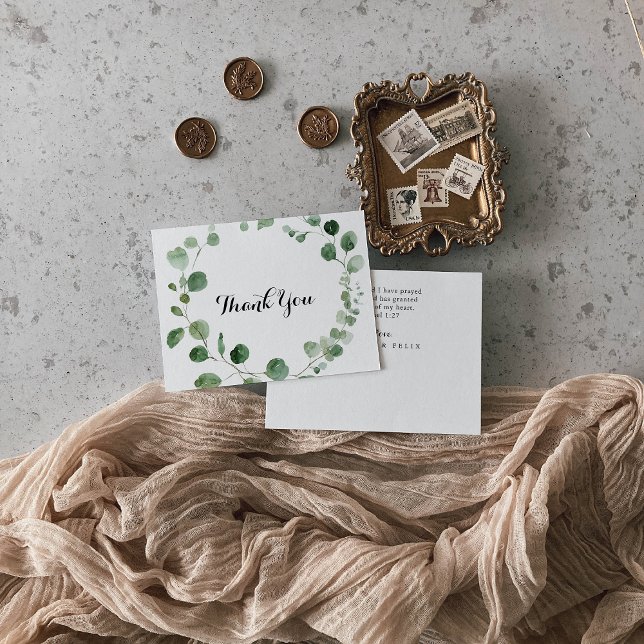 Eucalyptus Modern Flat Wedding Thank You Card (Creator Uploaded)