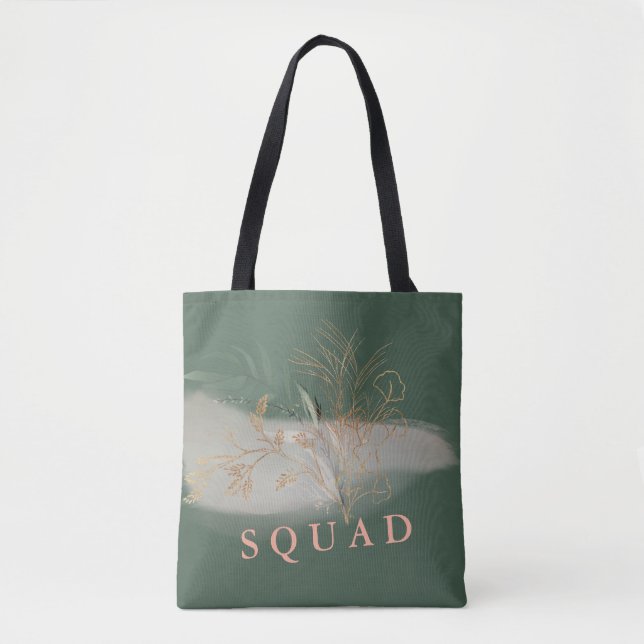Eucalyptus Modern Greenery Abstract Bridal Shower Tote Bag (Front)