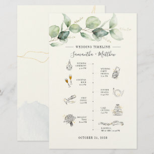 Eucalyptus Modern Icon Wedding Itinerary Program Stationery