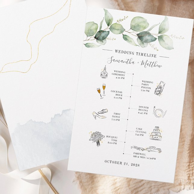 Eucalyptus Modern Icon Wedding Itinerary Program Stationery (Eucalyptus Modern Icon Wedding Itinerary Program Stationery)