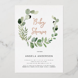 Eucalyptus Modern Simplicity Baby Shower Rose Foil