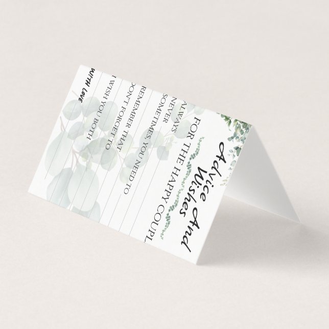 Eucalyptus Modern  Wedding Advice and Wishes (Front)
