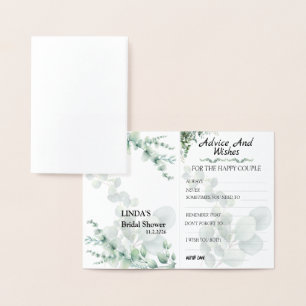 Eucalyptus Modern Wedding Advice and Wishes Foil Card