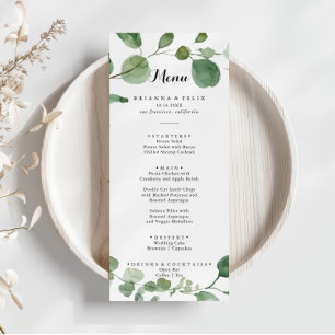 Eucalyptus Moderne Calligraphie Menu Dîner