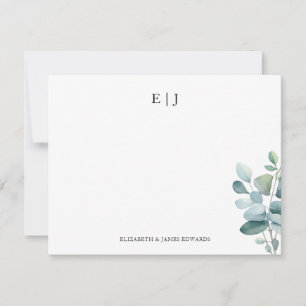 Eucalyptus Monogram Couple Initials Personalized Card