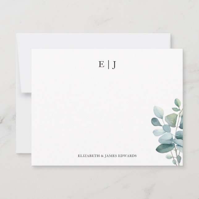 Eucalyptus Monogram Couple Initials Personalized Card (Front)