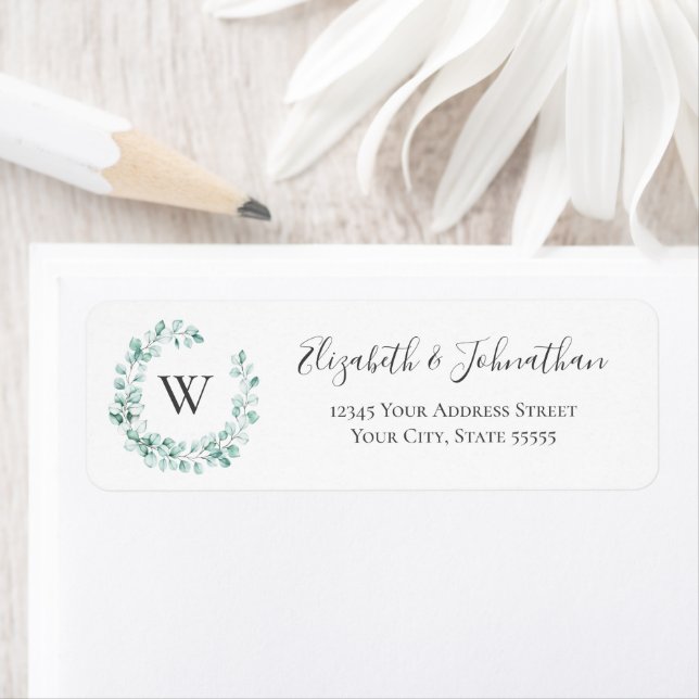 Eucalyptus Monogramme Wreath Aquarelle (En situation)