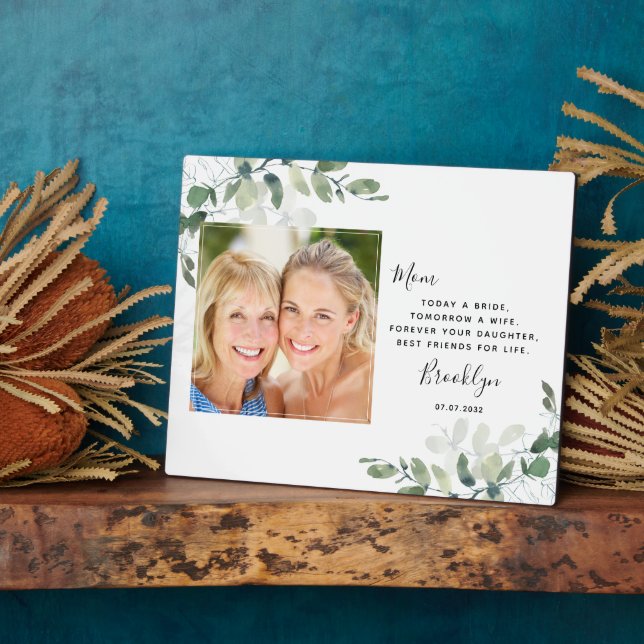 Eucalyptus Mother of the Bride Wedding Gift Plaque (Side)