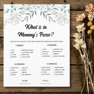 Eucalyptus Mummy's Purse Baby Shower Game