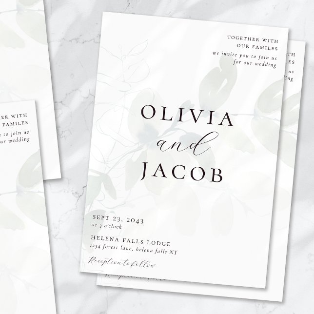 Eucalyptus Muted Script Wedding QR code Invitation (Creator Uploaded)