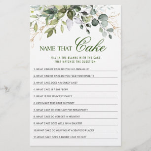 Eucalyptus Name That Cake Bridal Shower Game