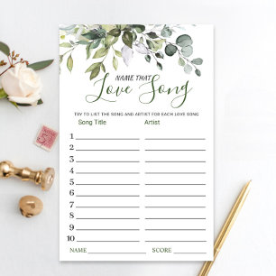 Eucalyptus Name that Love Song Bridal Shower Game