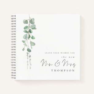 Eucalyptus New Mrs Mrs Name Wedding Guest Book
