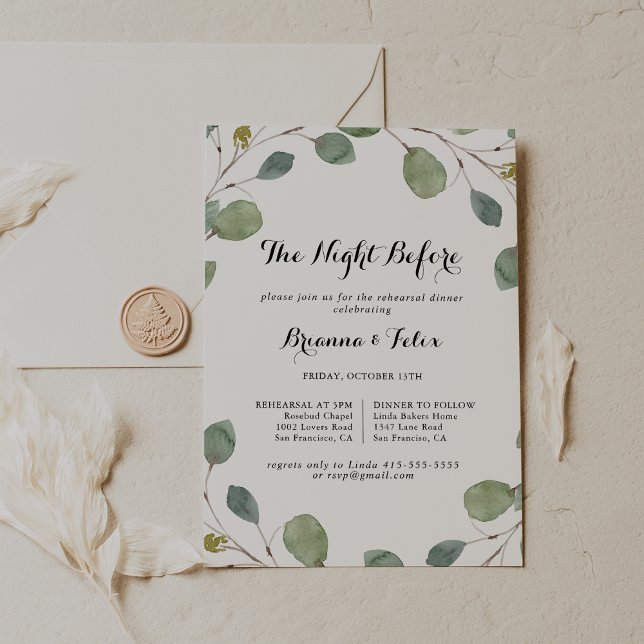 Eucalyptus Night Before Rehearsal Dinner Invitation (Creator Uploaded)