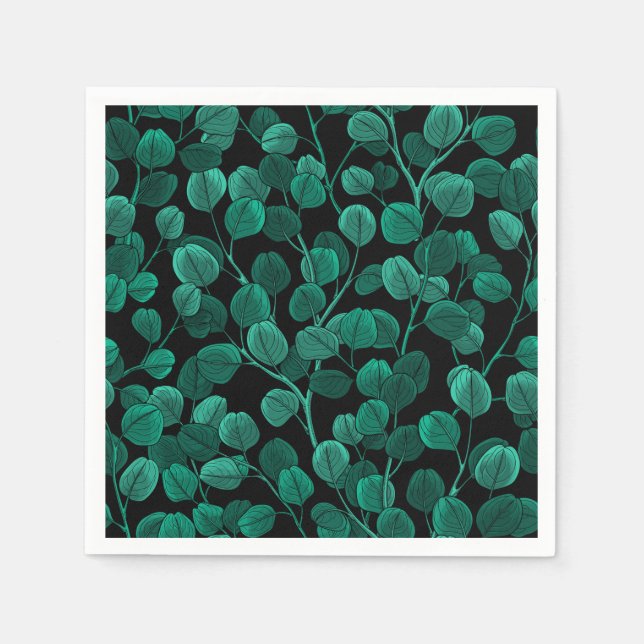 Eucalyptus on black napkin (Front)