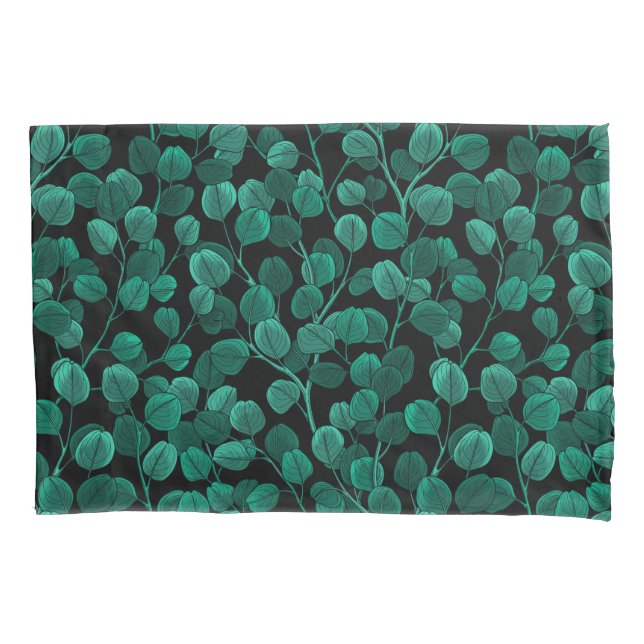 Eucalyptus on black pillowcase (Front)