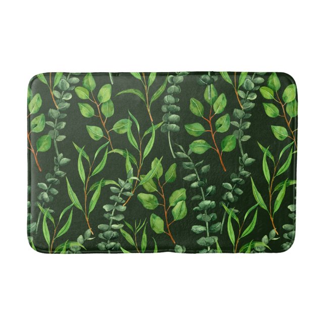Eucalyptus  on dark green bath mat (Front)