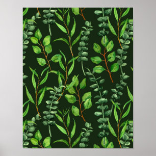 Eucalyptus on dark green poster