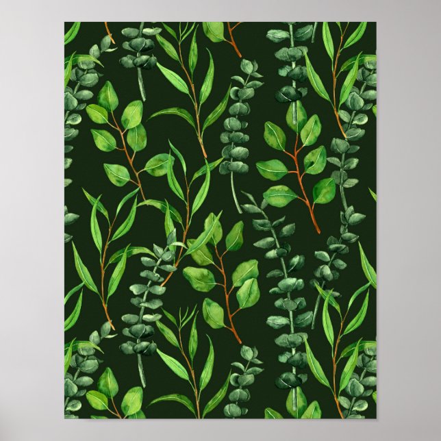 Eucalyptus  on dark green poster (Front)