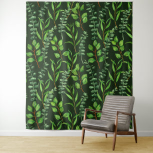 Eucalyptus  on dark green tapestry