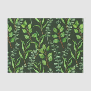 Eucalyptus  on dark green tissue paper