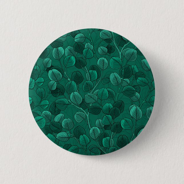 Eucalyptus on green 2 inch round button (Front)