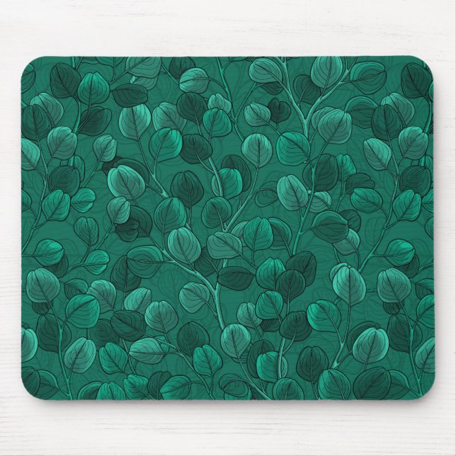 Eucalyptus on green mouse pad (Front)