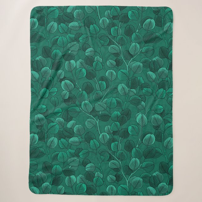 Eucalyptus on green sherpa blanket (Front)