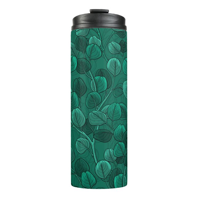 Eucalyptus on green thermal tumbler (Front)