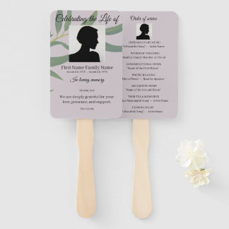 Eucalyptus order of service hand fan